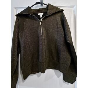 SPANX AirEssentials Half Zip Very Black Gold NWT Rare Color Size XS